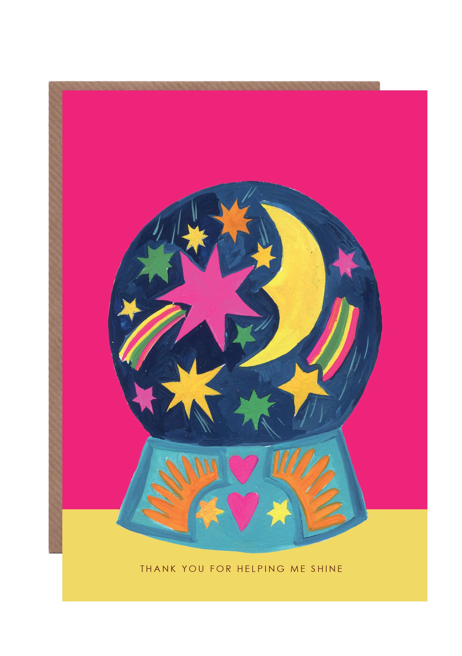 Close up of Globe Universe hand-illustrated thank you card