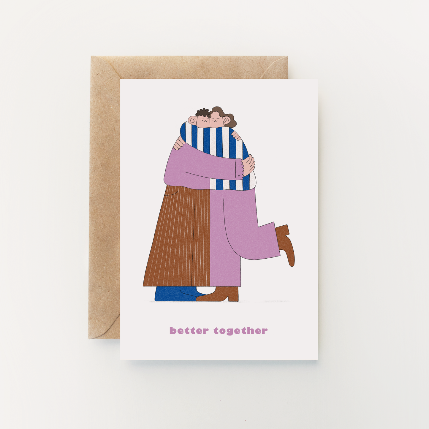 Better Together Greetings Card by Holly Fuller, sustainably sourced 300gsm plastic-free card with kraft envelope, A6 size, eco-friendly greeting card made in UK