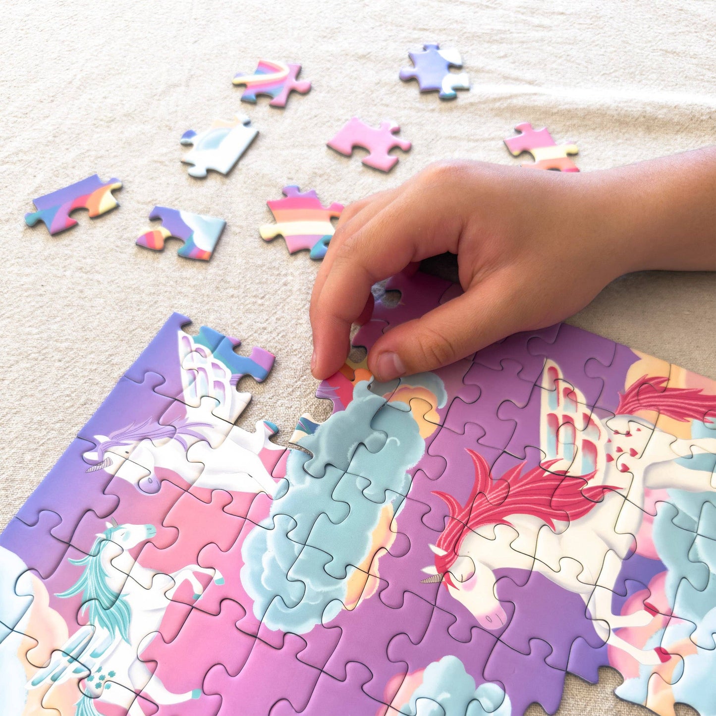 Sustainably sourced unicorn jigsaw puzzle completed