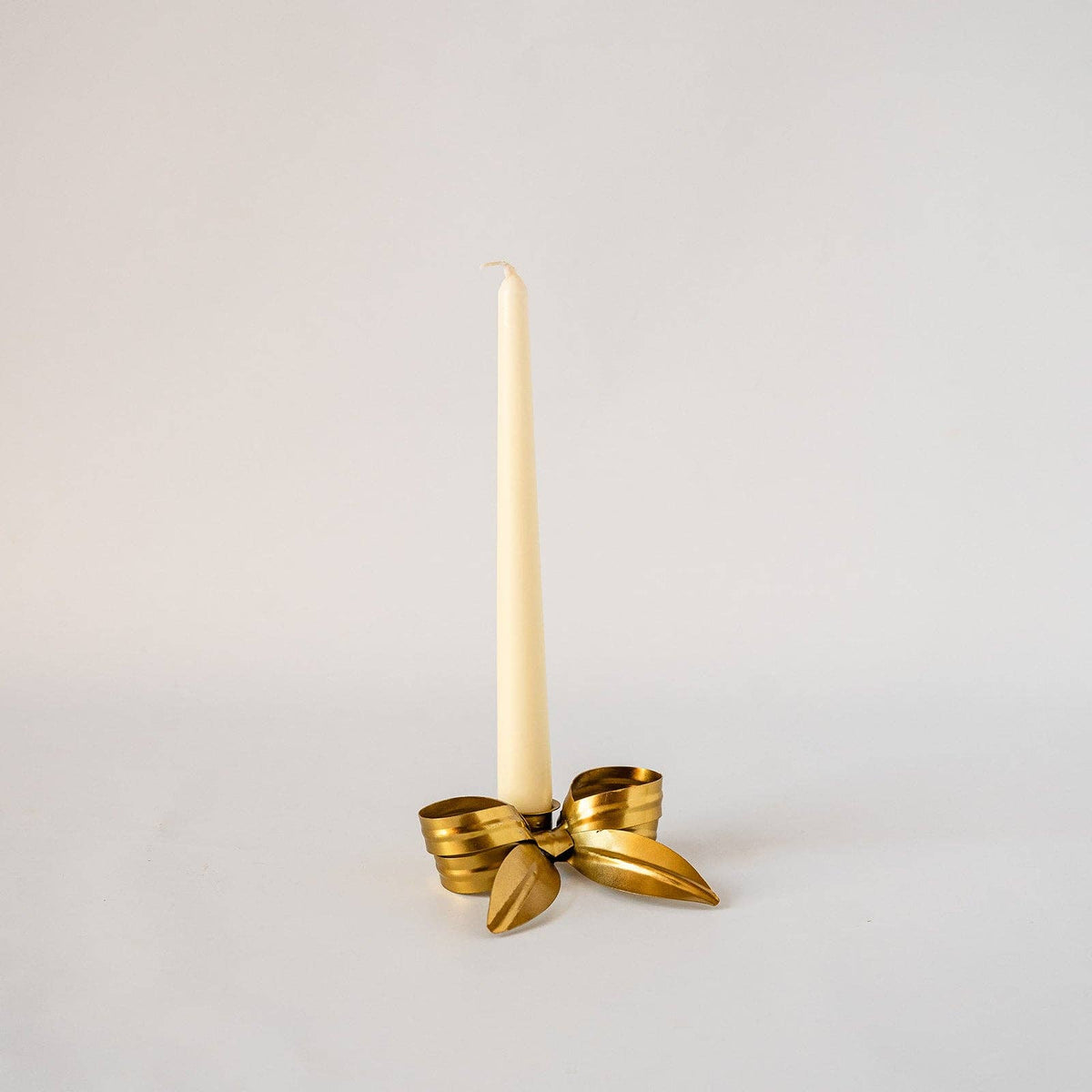 Ribbon Bow Candlestick Holder in Fir green