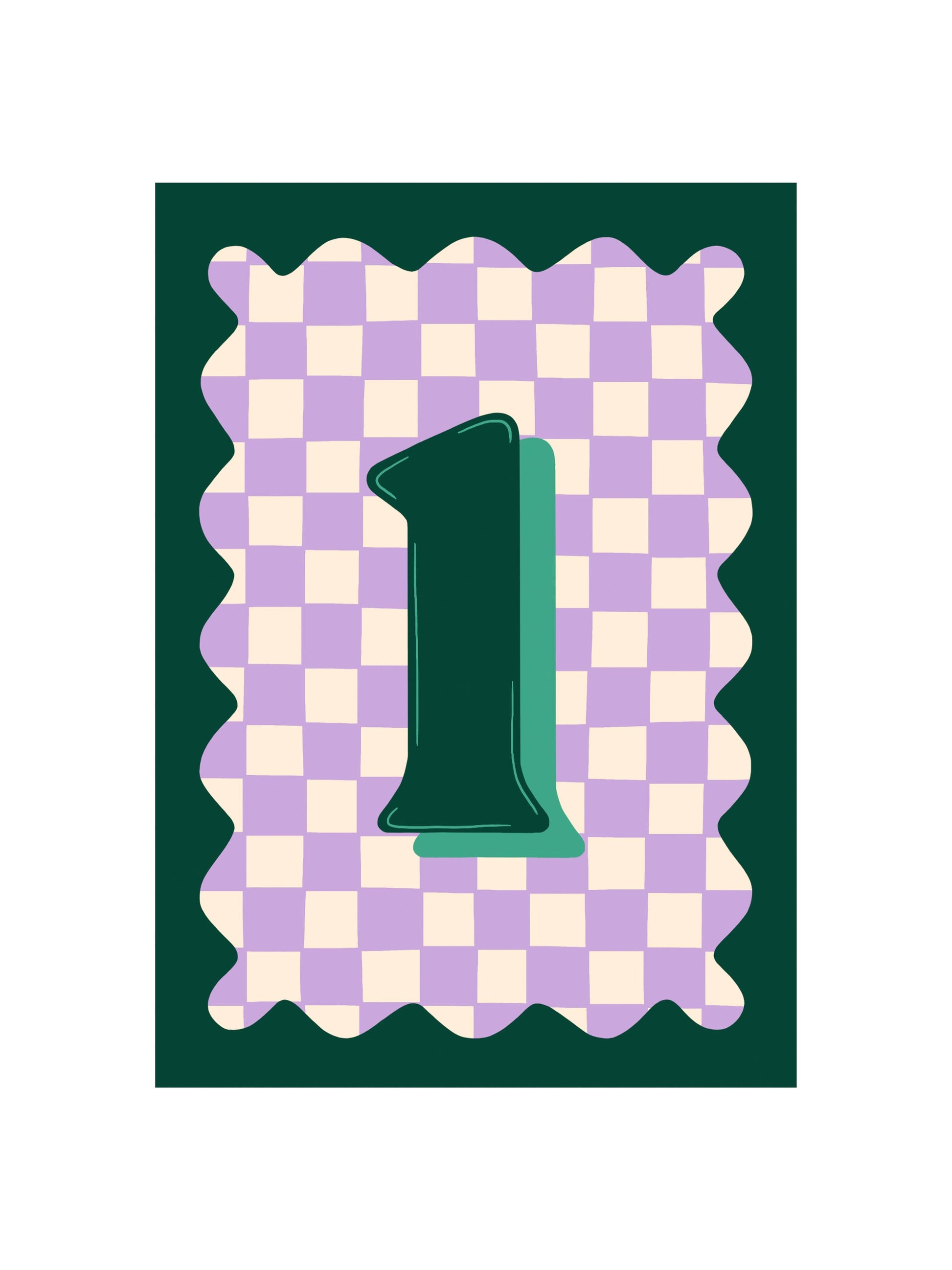 Close-up of an eco-friendly Age 1 birthday card made from recycled paper, with a brown kraft envelope, designed in the UK.