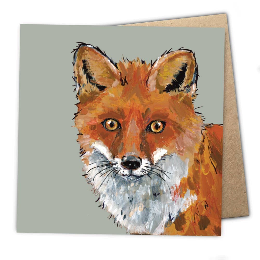 Droolious the Fox eco-friendly greetings card with recycled kraft envelope