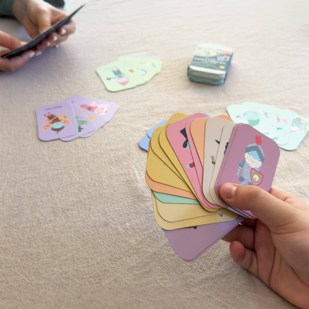 Eco-friendly family card game keepsake tin open