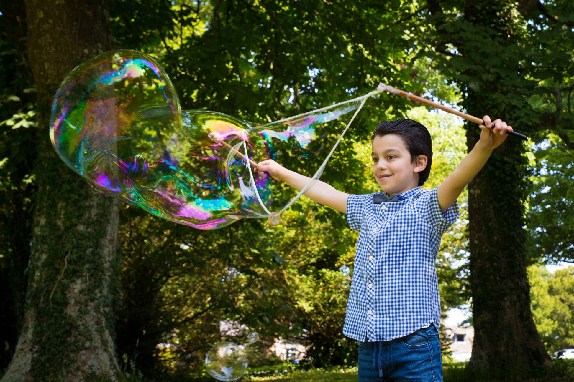Close-up of Dr Zigs giant bubble mix bottle and rope wands
