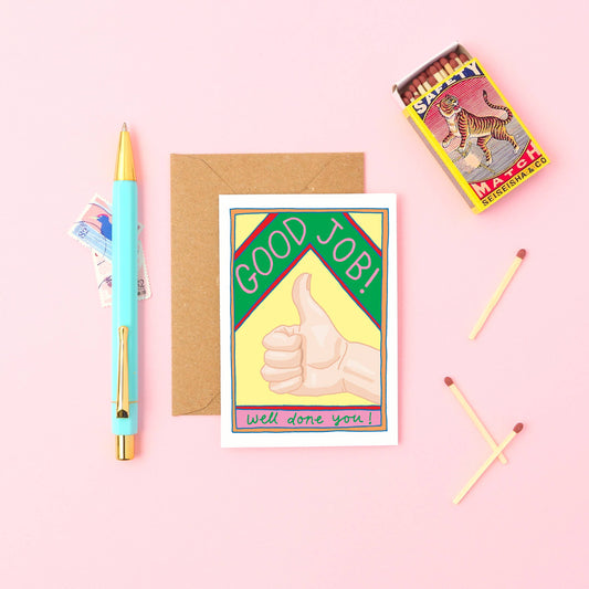 Good Job Card  Thumbs Up Mini Card. With the words GOOD Job! and well done you!