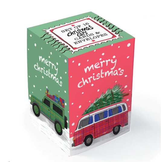 Vehicle Mini Christmas Card Box containing 16 festive cards
