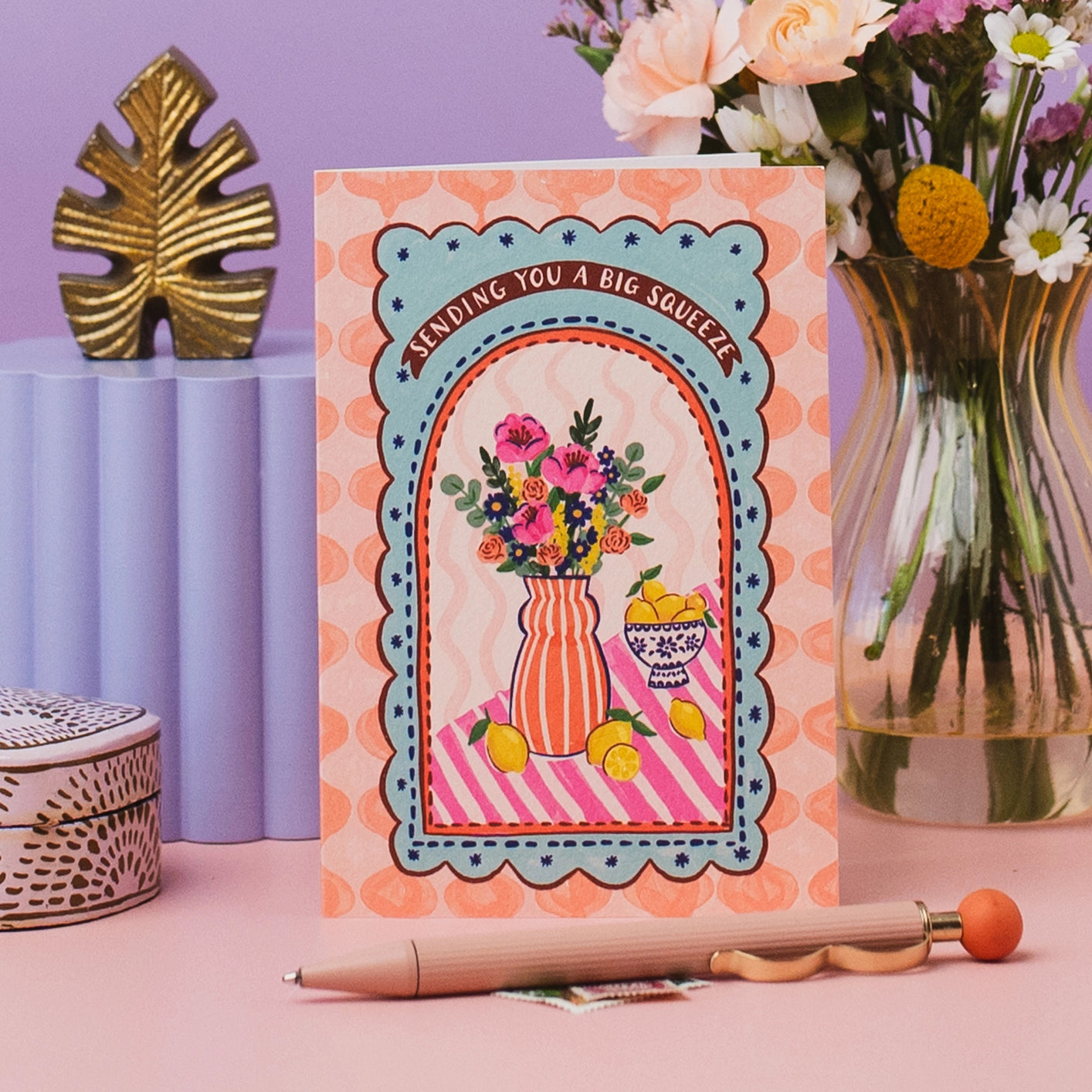 A6 'Big Squeeze' lemon greeting card with sustainably sourced kraft envelope