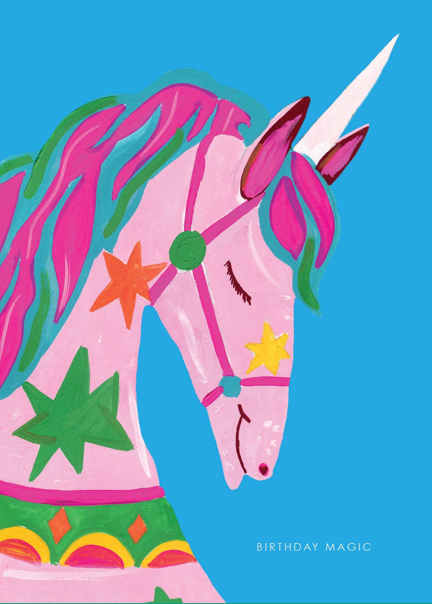 Sustainably sourced unicorn birthday greetings card with recycled kraft envelope