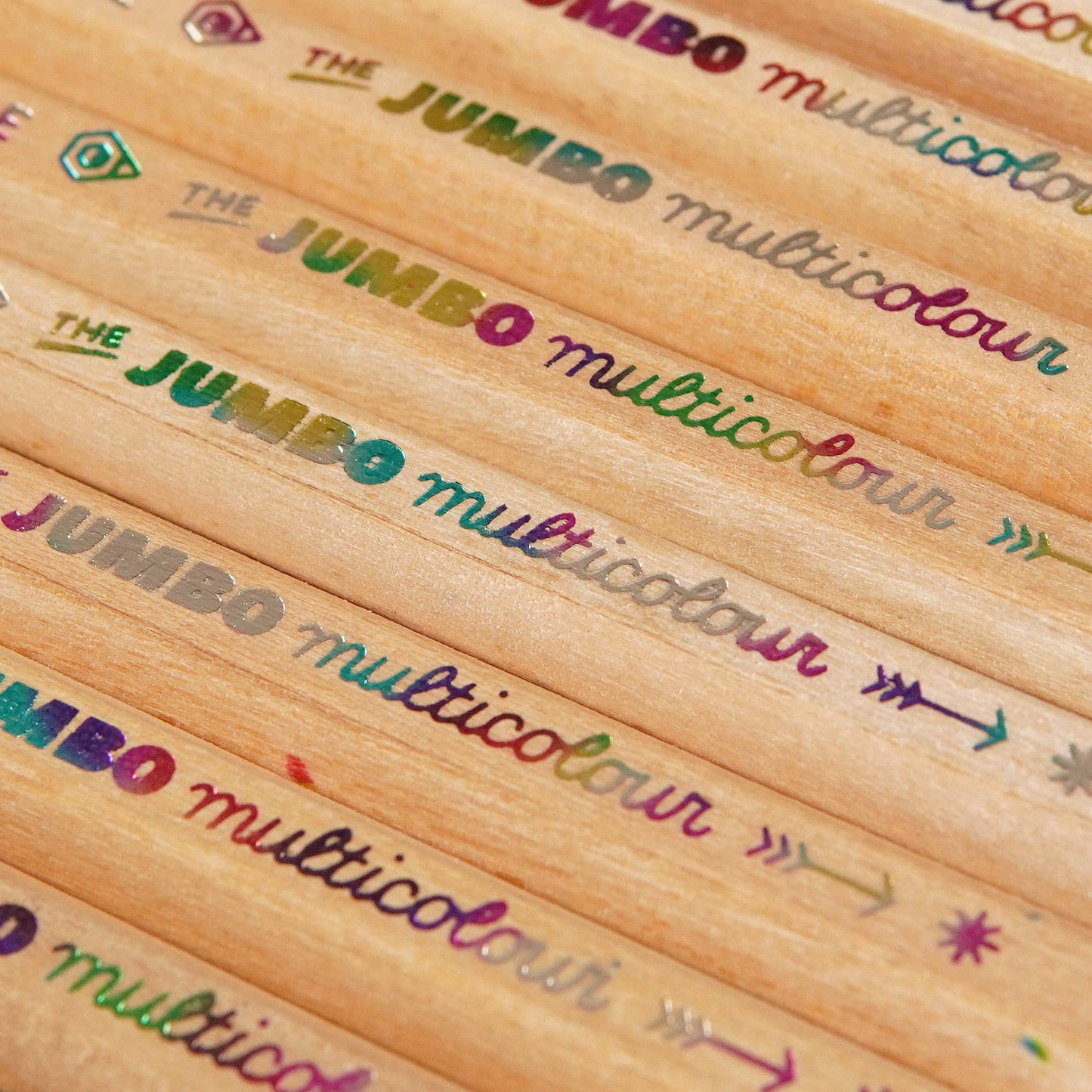 Eco-friendly rainbow foil printed pencil made in the UK