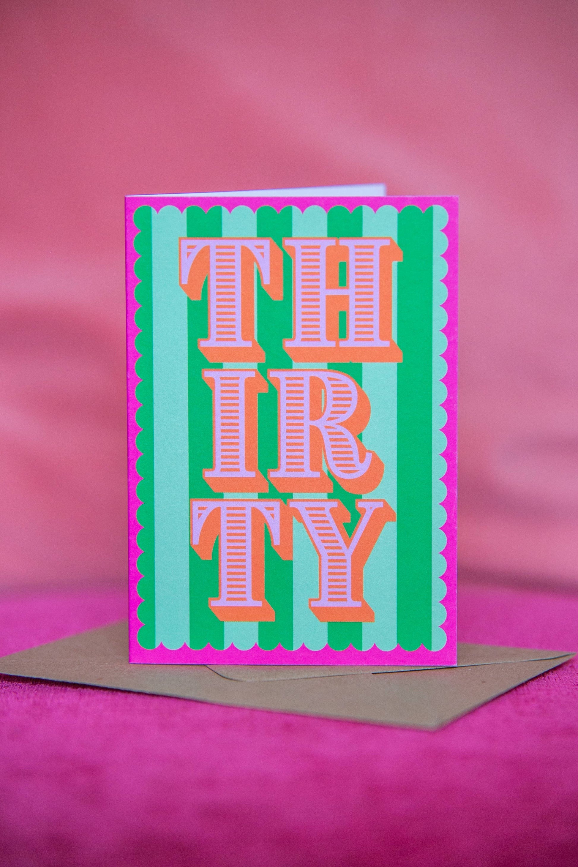 Colourful striped 30th birthday milestone card