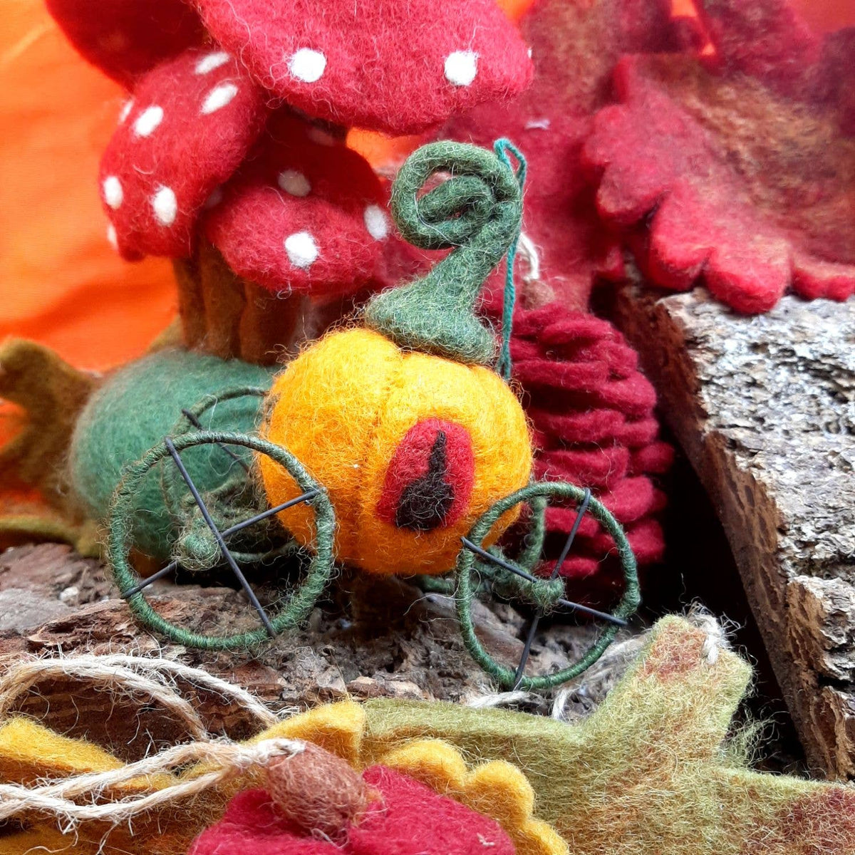 Eco Friendly Felt Pumpkin Carriage Hanging Ornament