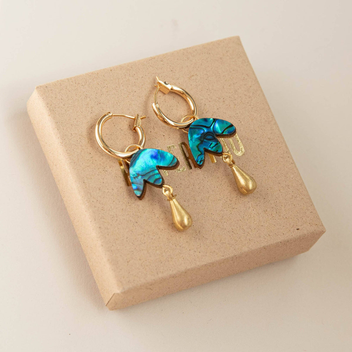 Petal Drop Hoop Earrings with natural shell veneer