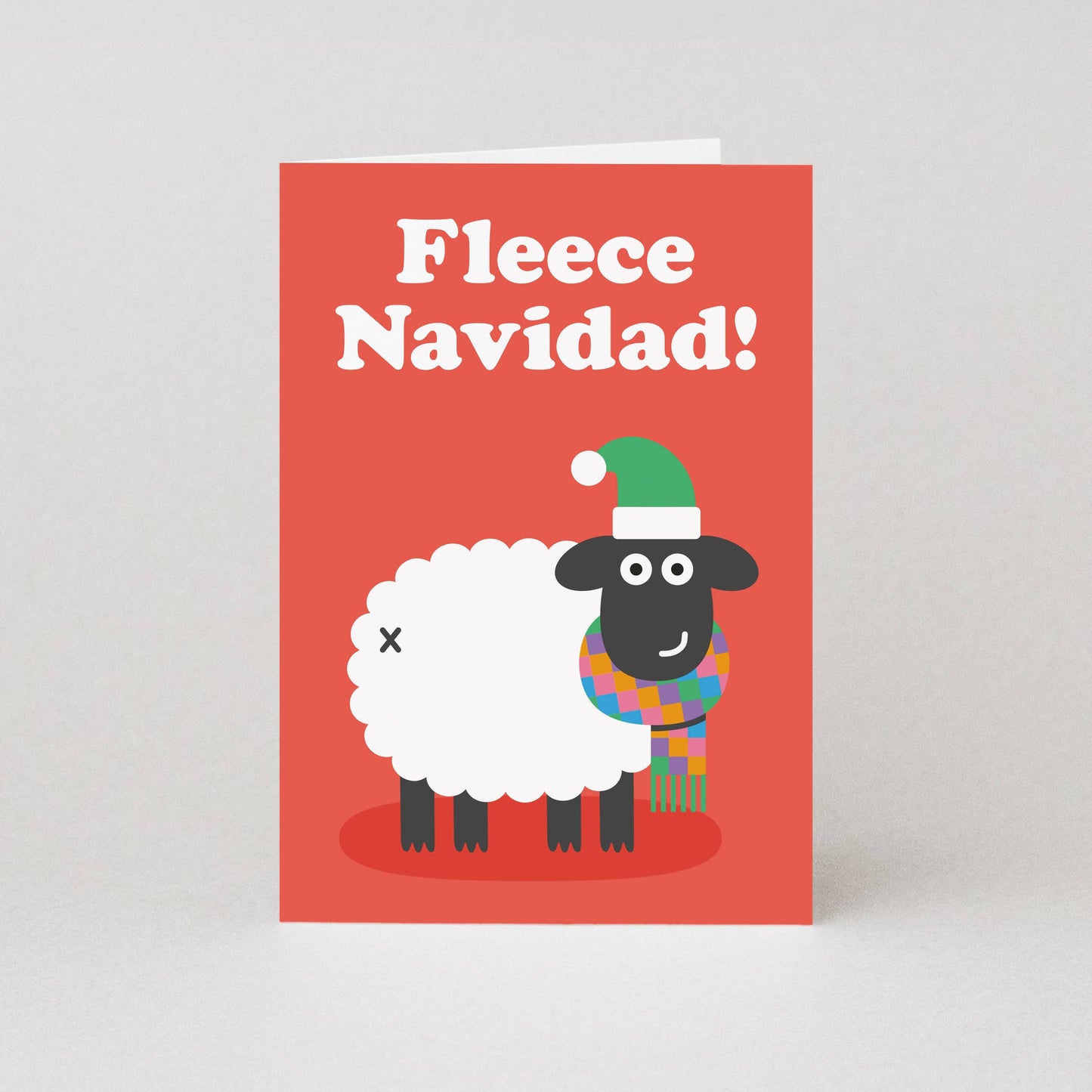 Fleece Navidad Christmas Card, festive sheep pun, eco-friendly, sustainably sourced, UK made
