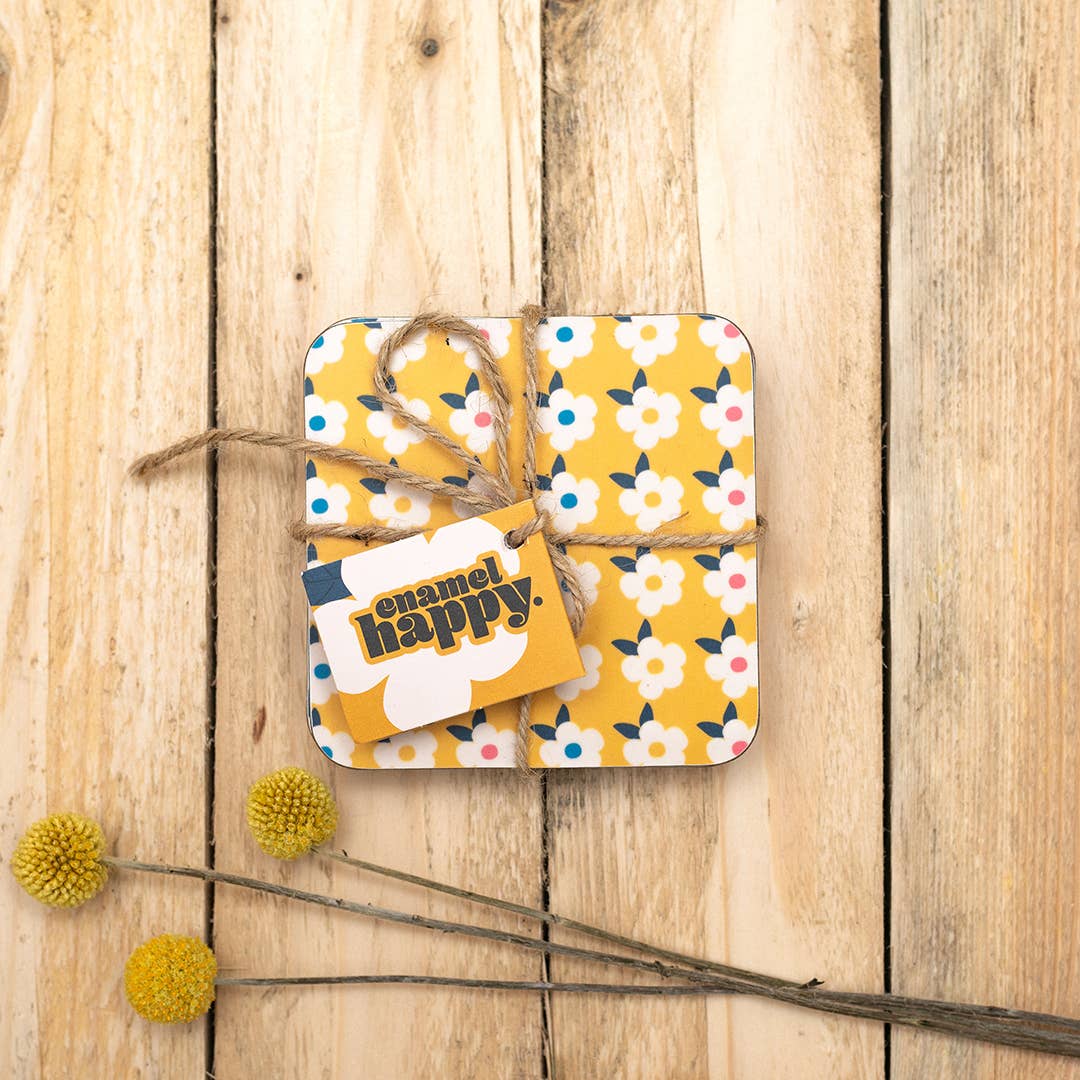 Rose Pink Retro Floral Coaster