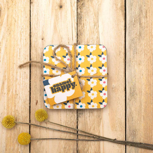 Rose Pink Retro Floral Coaster