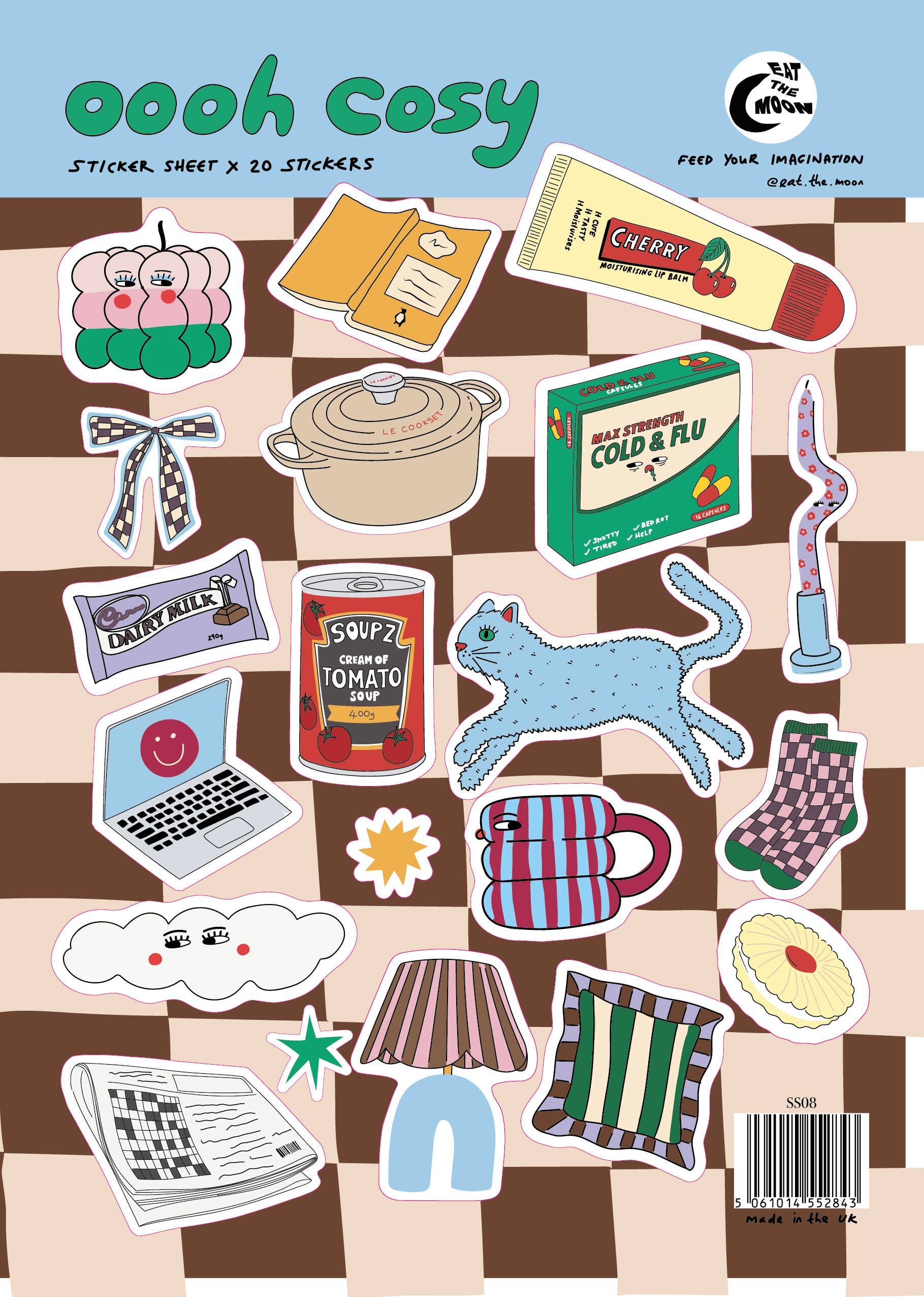 A5 Cosy Trinkets Vinyl Sticker Sheet for Scrapbooking and Planners