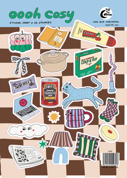 A5 Cosy Trinkets Vinyl Sticker Sheet for Scrapbooking and Planners