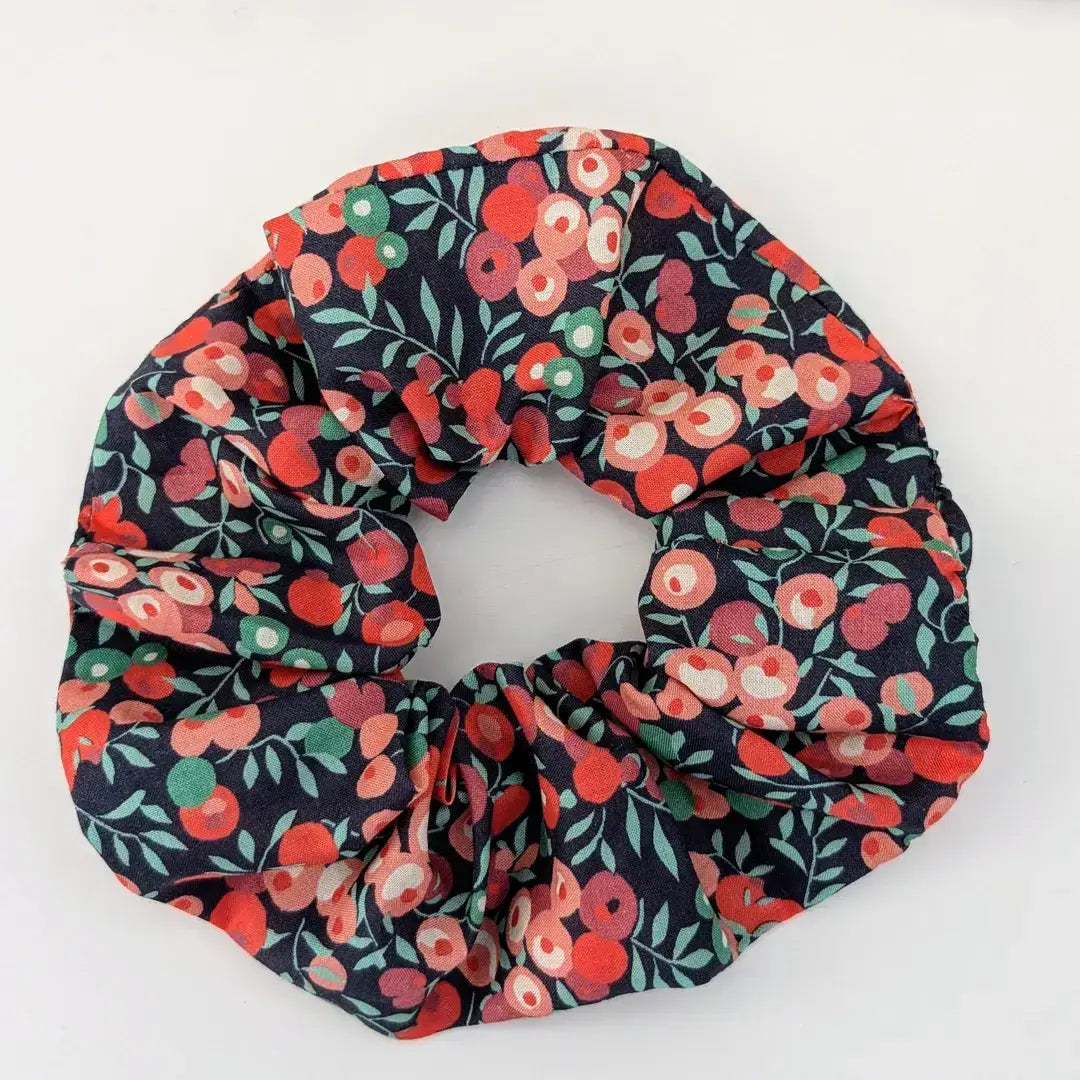 Handmade cotton scrunchie with Liberty fabric design, 9-10cm diameter