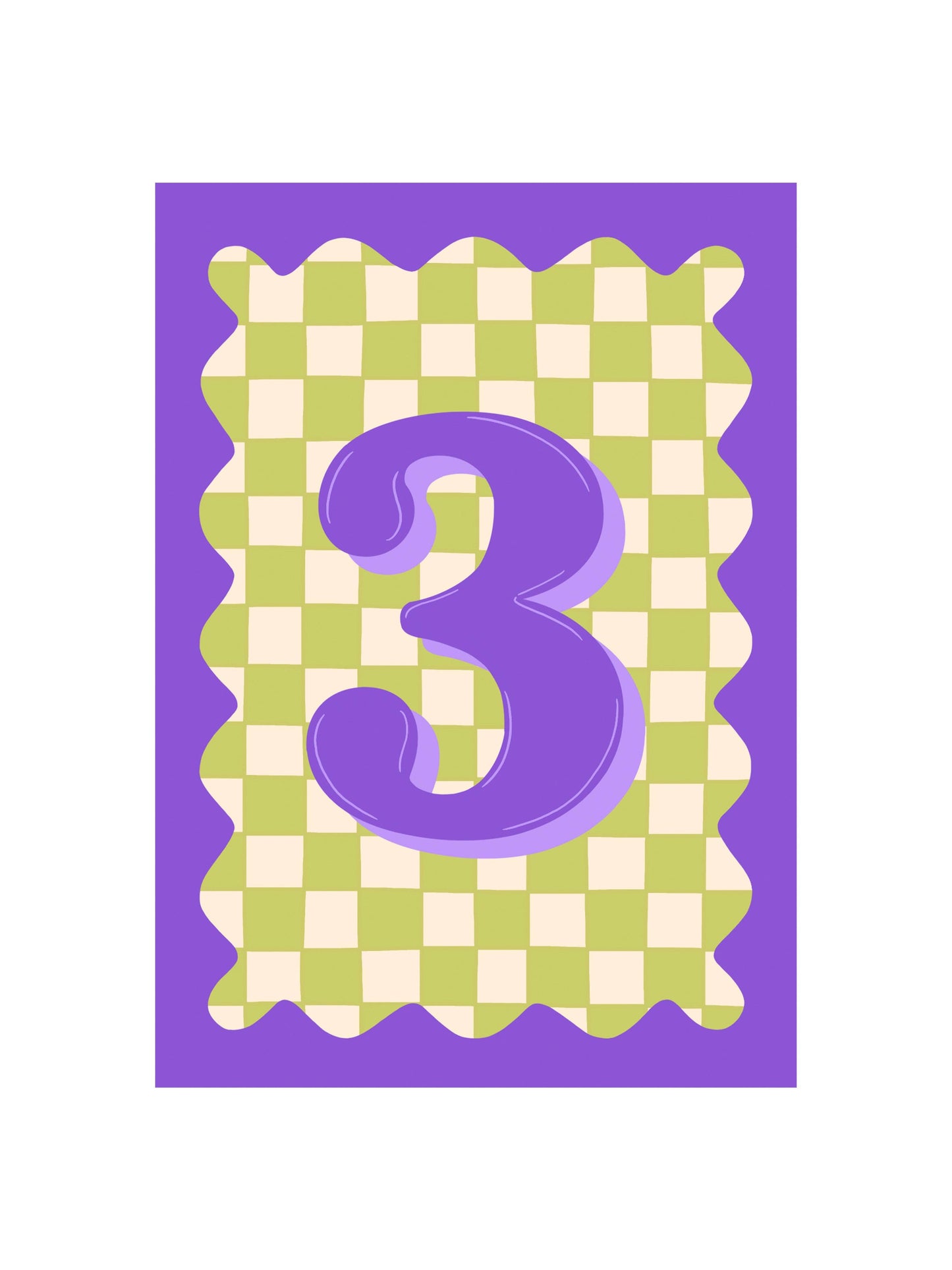 Eco-friendly Age 3 Birthday Card with recycled card and brown kraft envelope