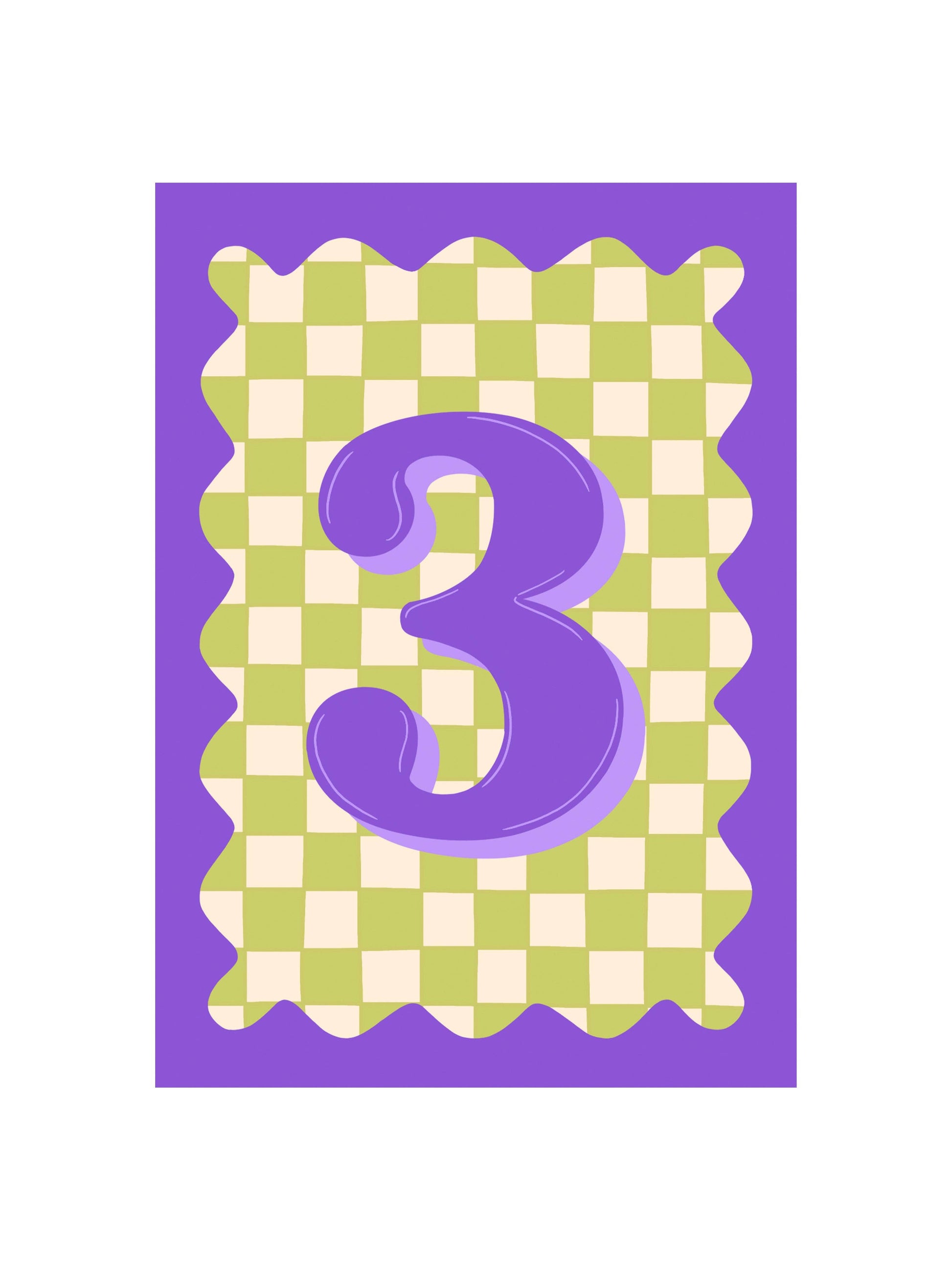 Eco-friendly Age 3 Birthday Card with recycled card and brown kraft envelope