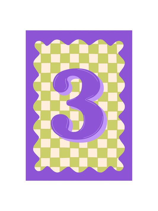 Eco-friendly Age 3 Birthday Card with recycled card and brown kraft envelope