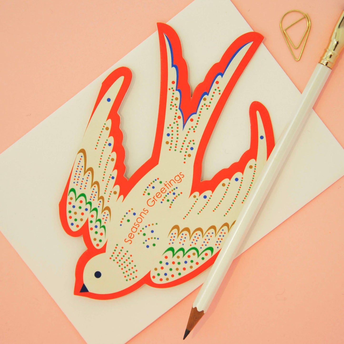 Rocking Bird Christmas Decoration Card, blank inside for message