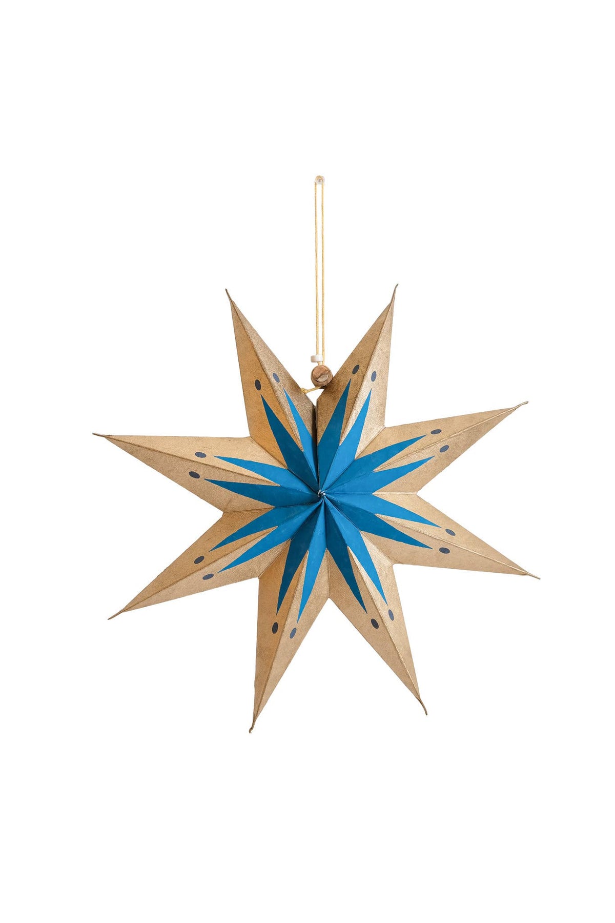 Three shining stars set hanging against a plain background