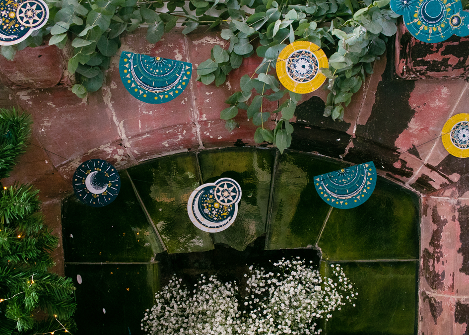 Handcrafted celestial hanging decoration made from recycled materials