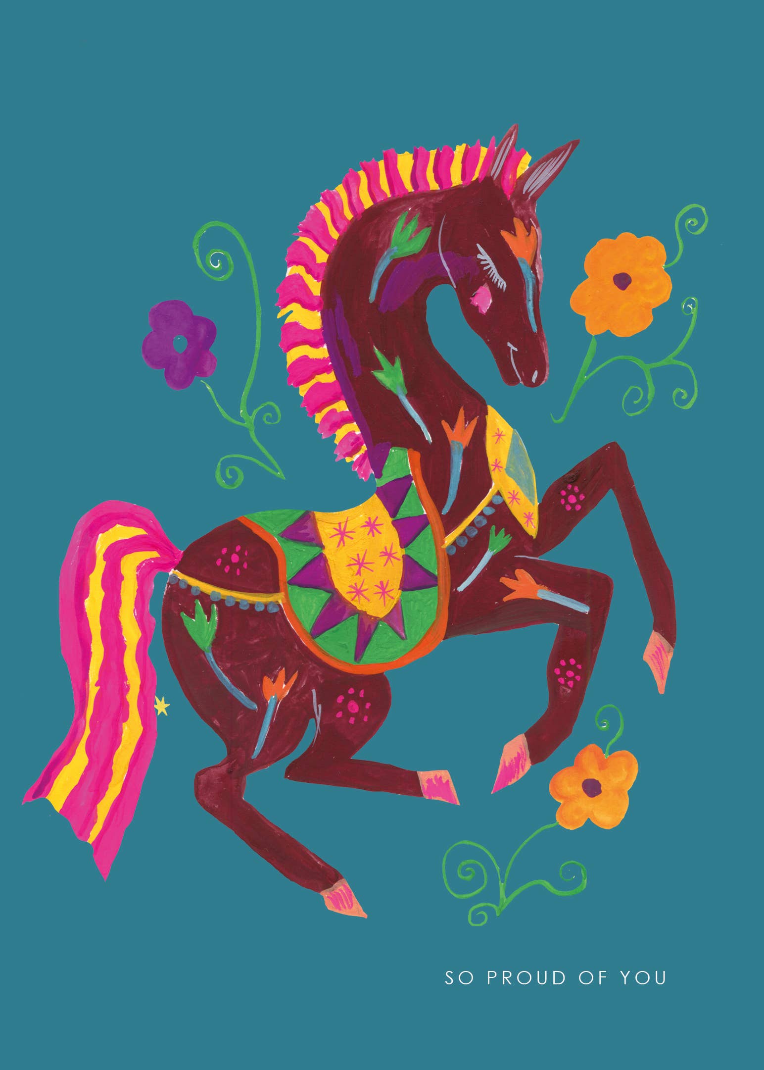 Proud Horse 'So Proud Of You' hand-illustrated greetings card by Hutch Cassidy