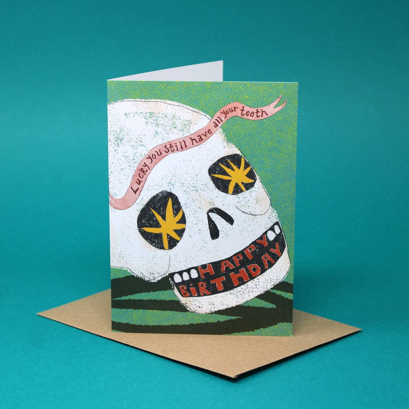 Plastic-free packaging of Cambridge designed greetings card