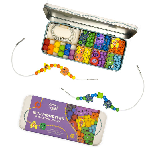 Mini Monsters Bracelet Beading Kit tin and wooden beads