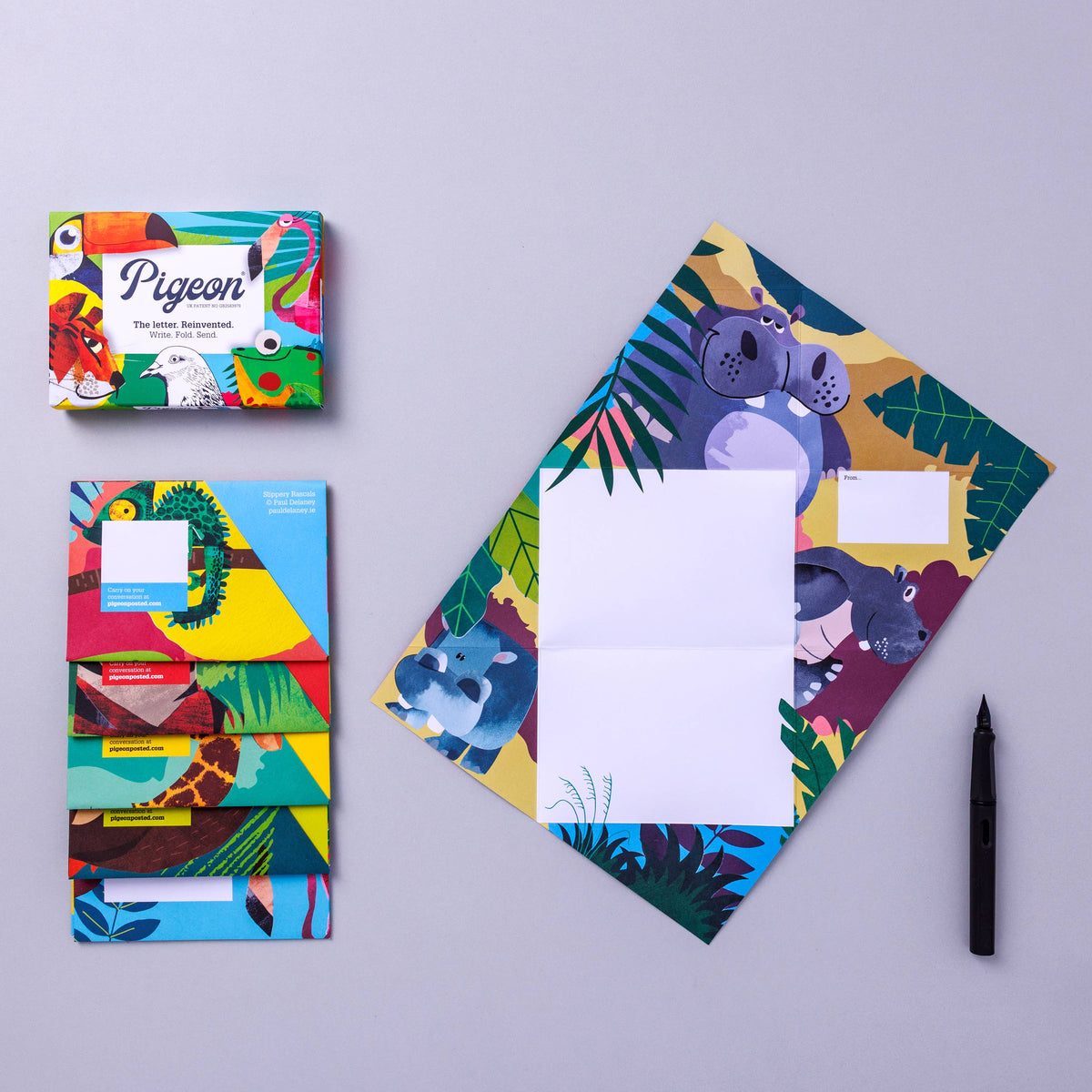 Wild Lives Pigeon folding letter design detail