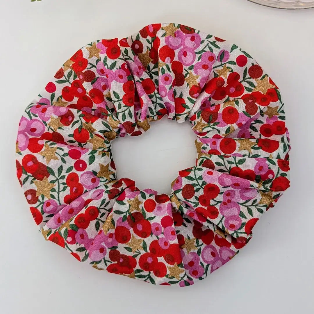 Handmade cotton scrunchie with Liberty fabric design, 9-10cm diameter