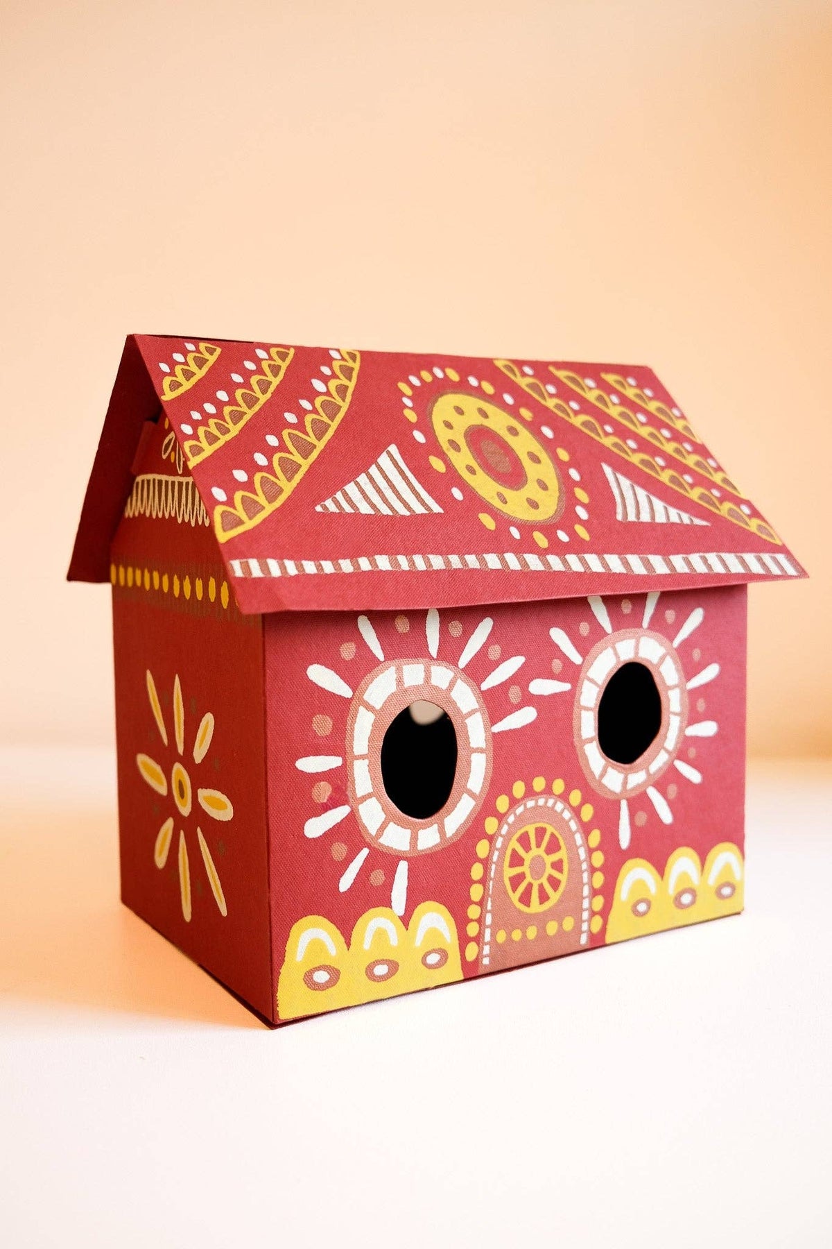 Large eco-friendly gingerbread house gift box with cotton hanging loop