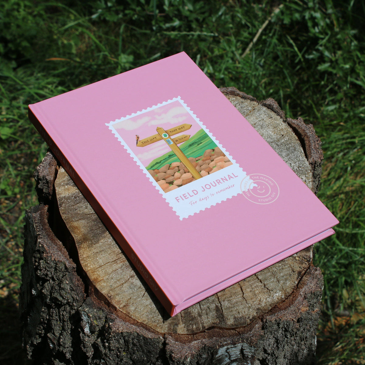 Back cover and spine of the hardback hiking adventure journal