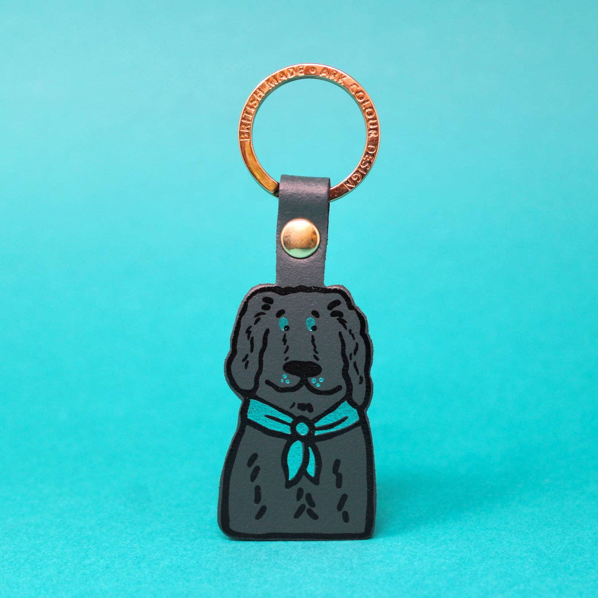 Spaniel leather key fob reverse view
