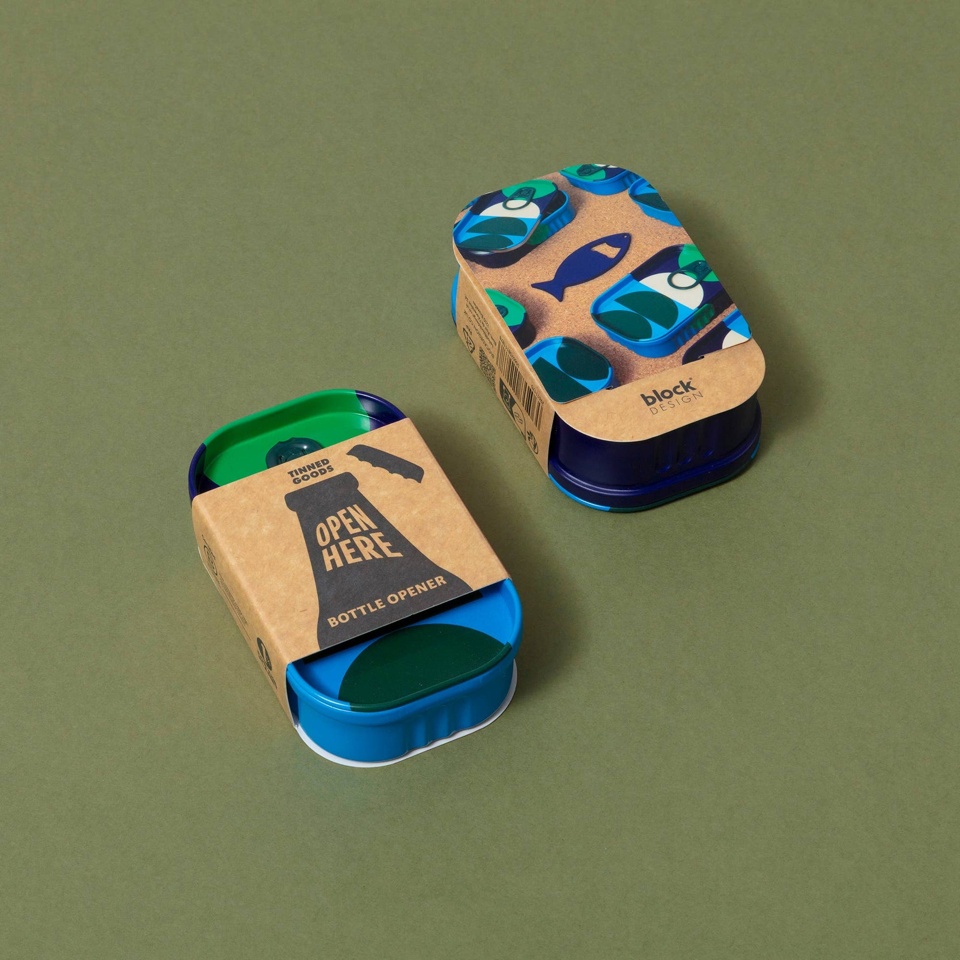 Tinned Goods fish bottle opener packaging