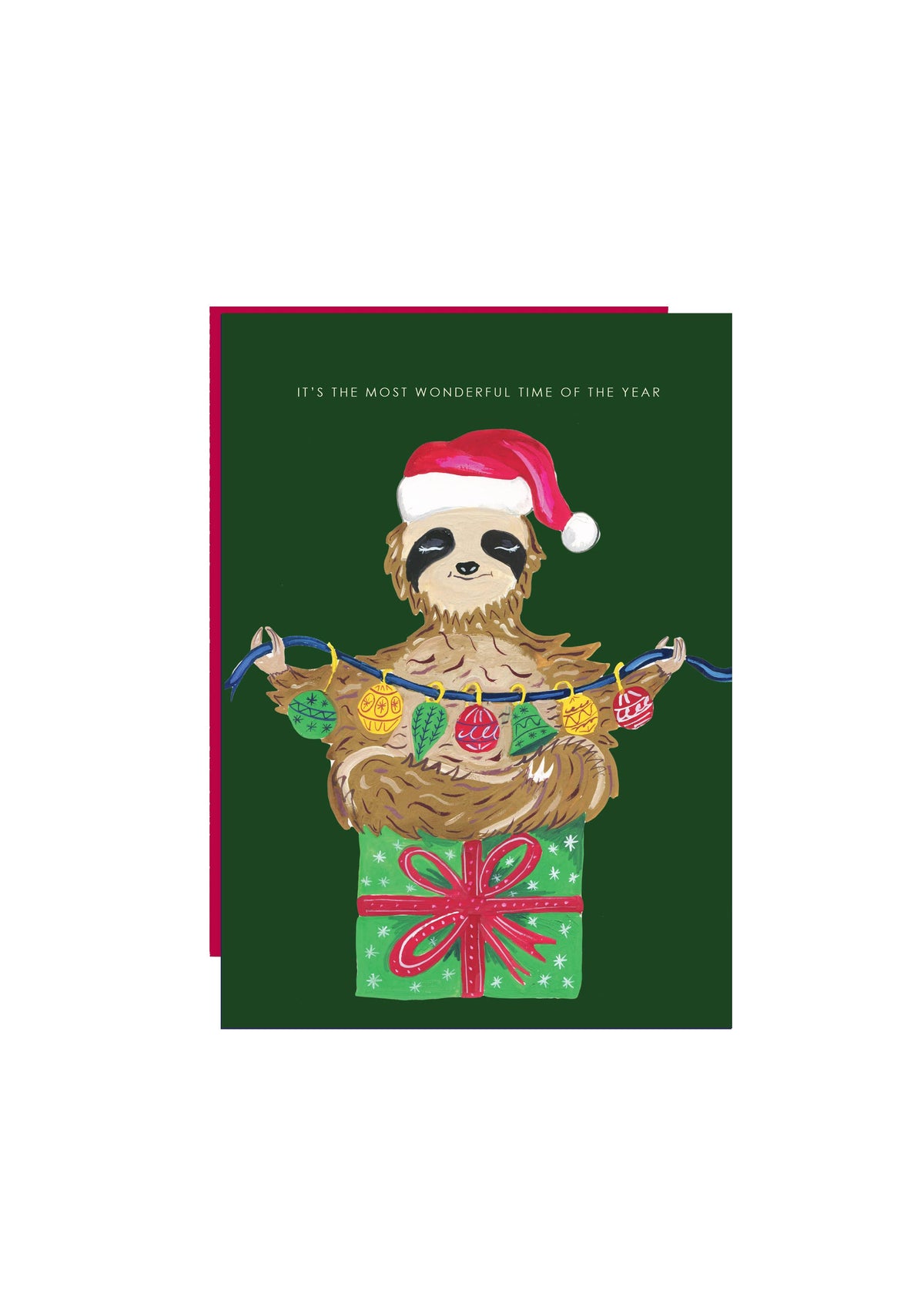 Festive Sloth Christmas Greetings Card by Hutch Cassidy