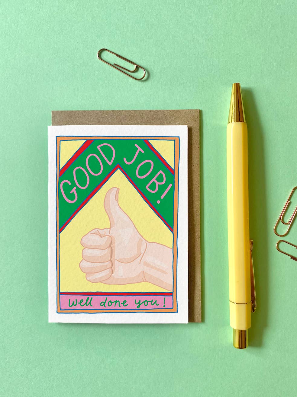 Good Job Card Black Thumbs Up Mini Card. With the words GOOD Job! and well done you!