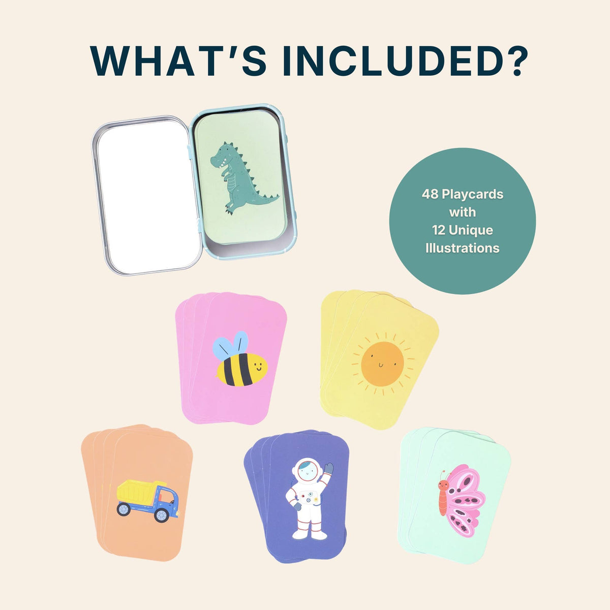 Compact reusable tin for Snap & Match card game