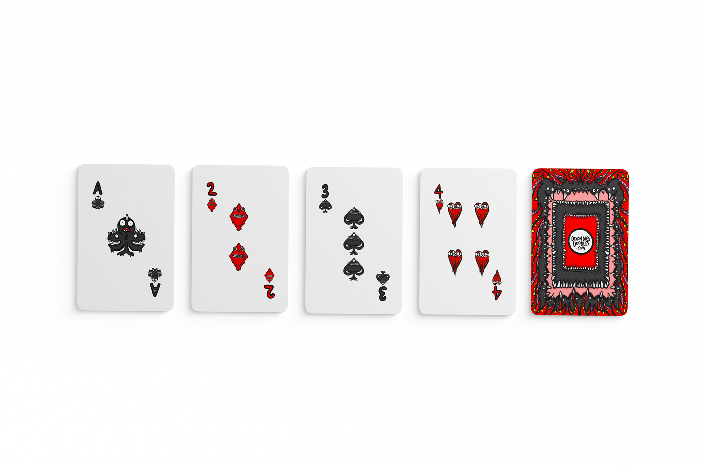 Back design of the Monsters! playing card deck