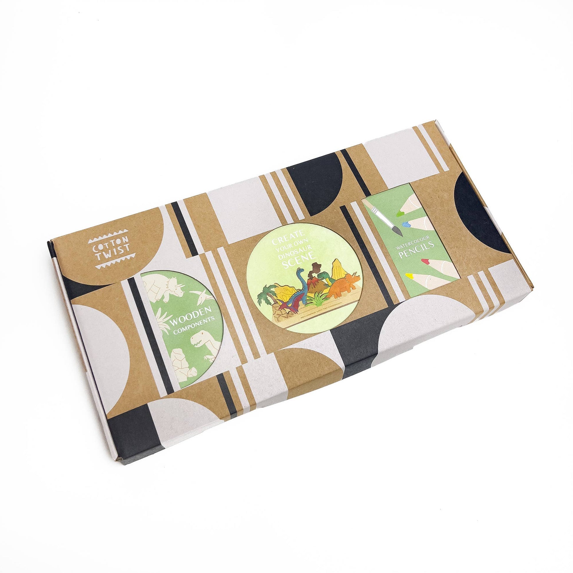This craft kit is perfect for those who love to be creative, those who love dinosaurs (who doesn't!). Inside, discover a collection of wooden pieces, each intricately designed to spark creativity, including the mighty T-Rex, a triceratops, pterodactyl and a brachiosaurus. With wooden parts of all your favourite dinosaurs, plus scenery, the watercolour pencils ; paintbrush included allow for detailed ; precise painting with the ability to mix colours. Once painted, simply add the wooden parts 