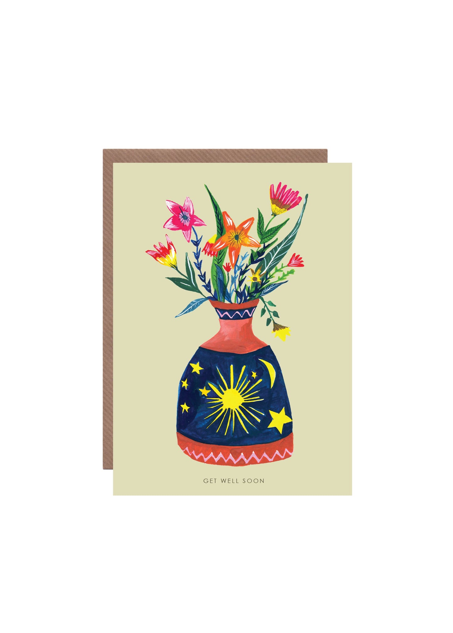 Bottle of Flowers Get Well Soon Greetings Card by Hutch Cassidy