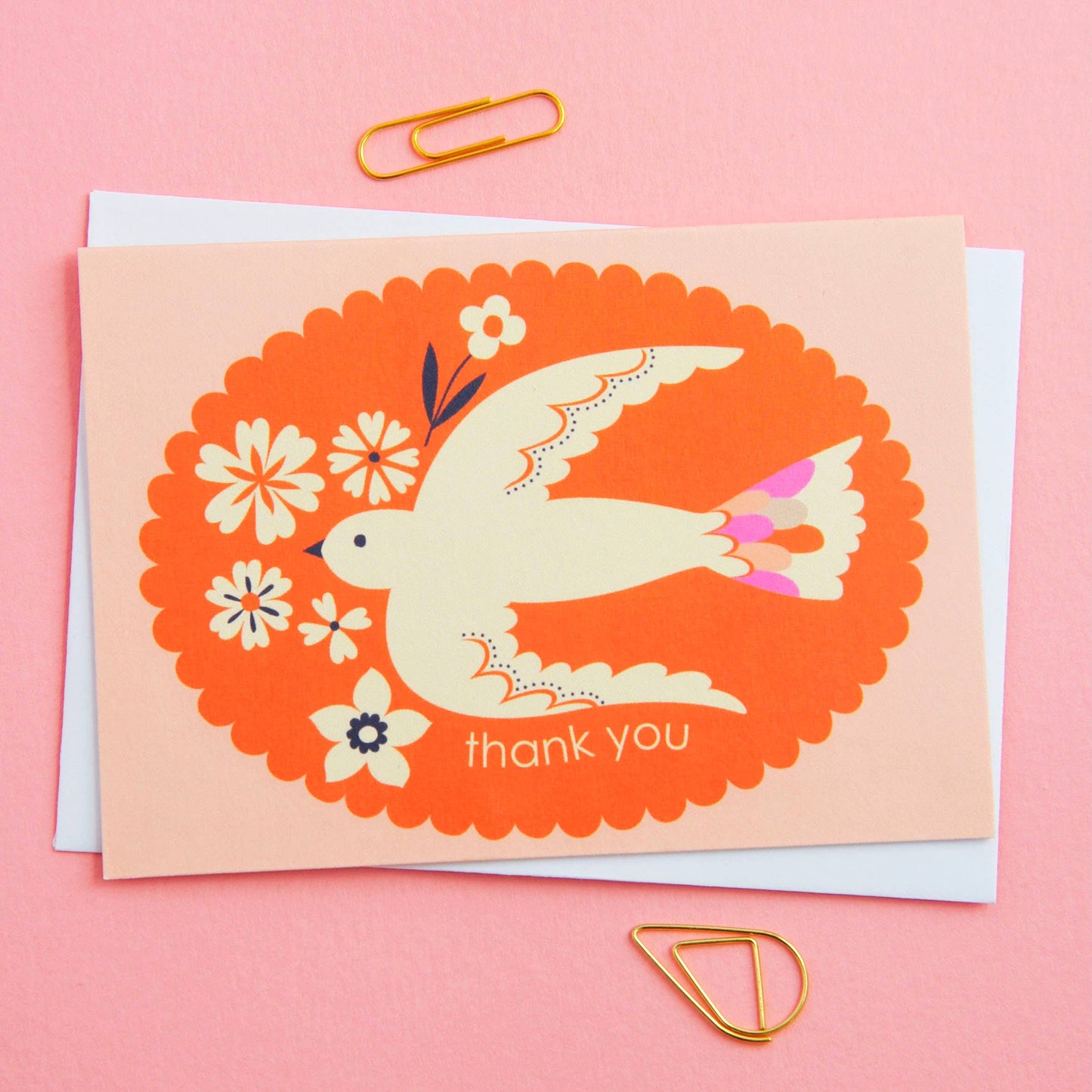 Birds & Borders Thank You Notecard Set, sustainable UK printed stationery