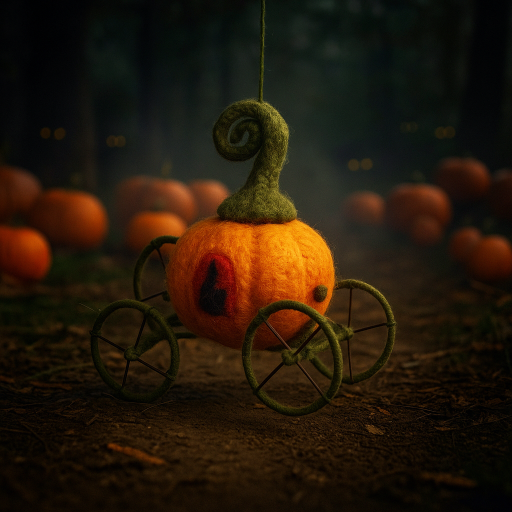 Felt Pumpkin Carriage Autumn Decoration Hanging Detail