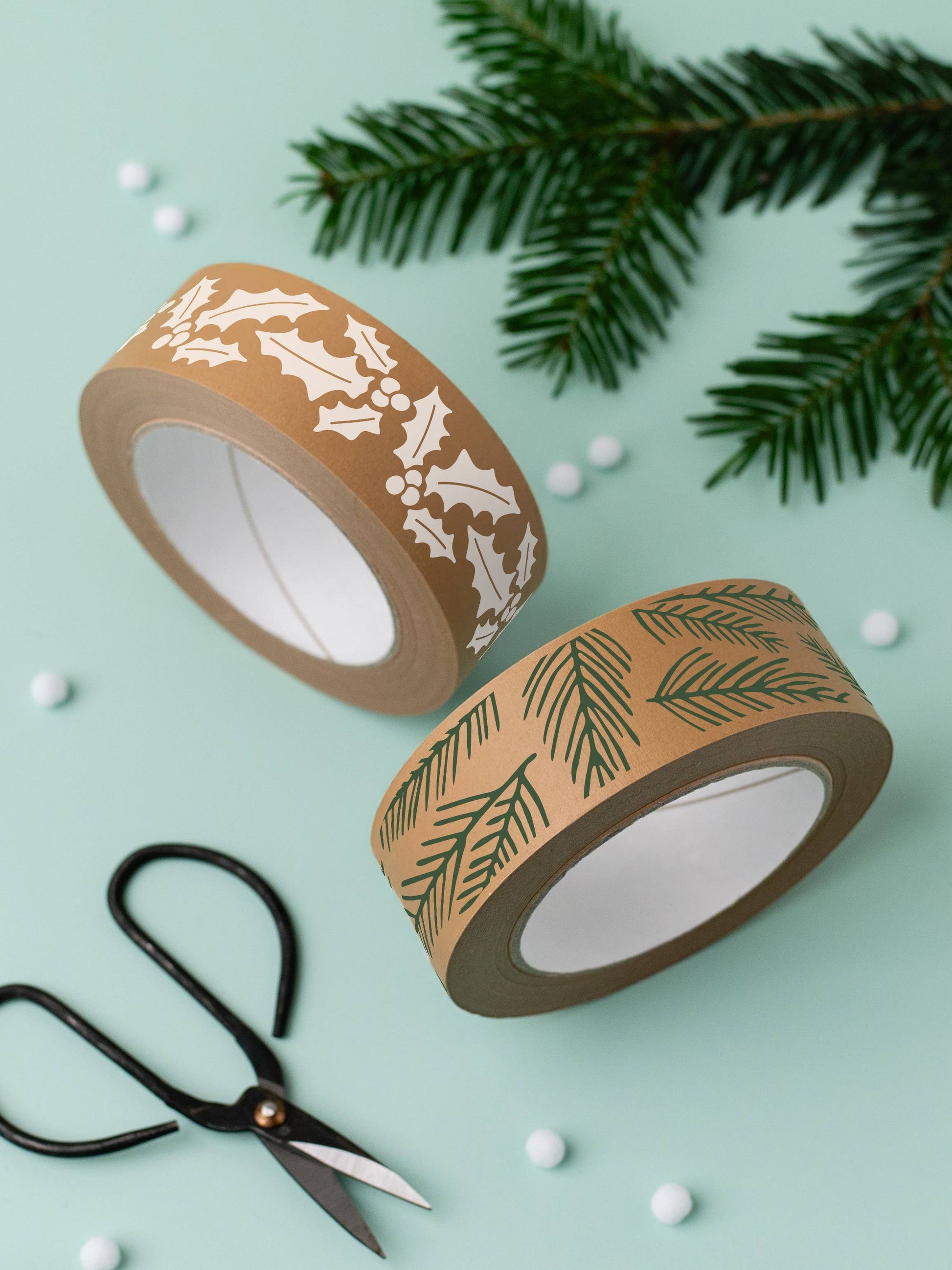 Close-up of Green Pine Needles Print on Sustainably Sourced Paper Tape