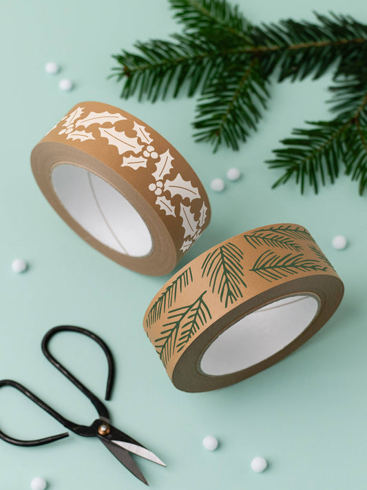 Close-up of Green Pine Needles Print on Sustainably Sourced Paper Tape