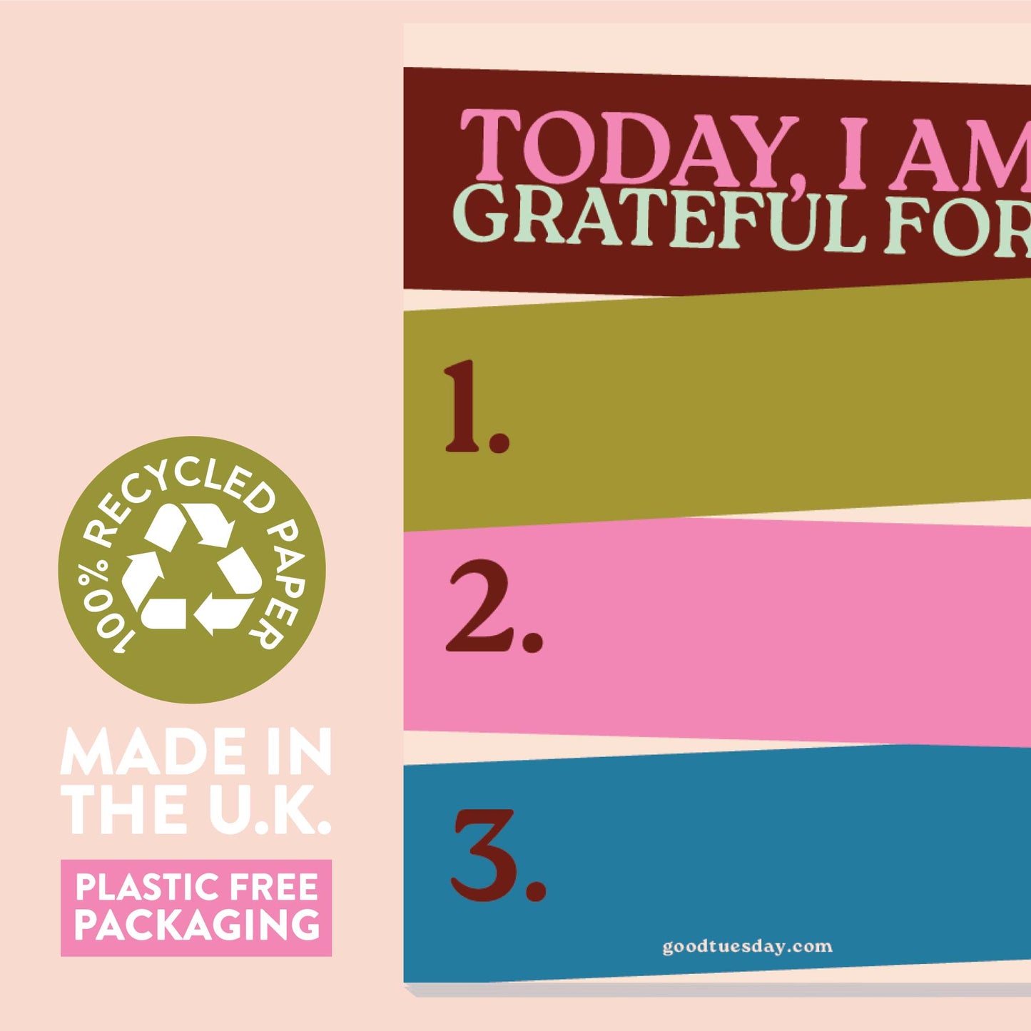 Sustainable stationery gratitude pad by Good Tuesday