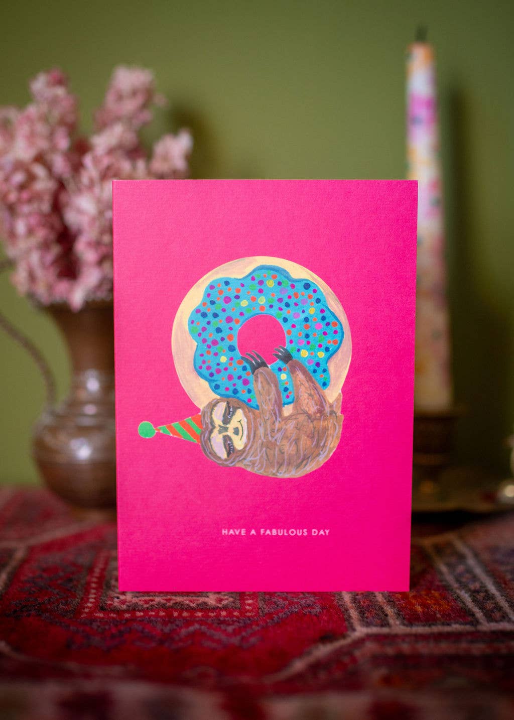 Hand illustrated sloth card blank inside