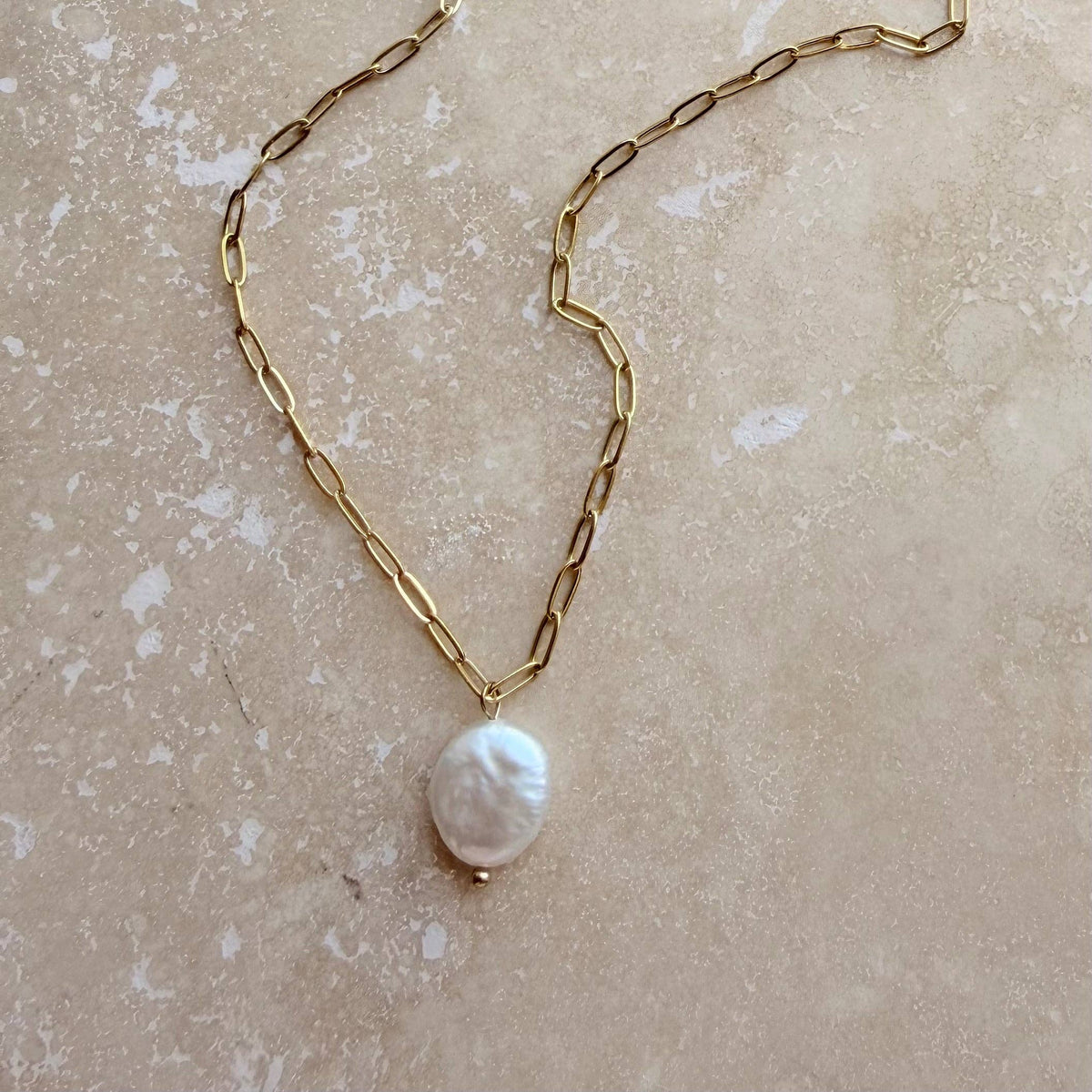 Everyday Natural Pearl Pendant Necklace on display
